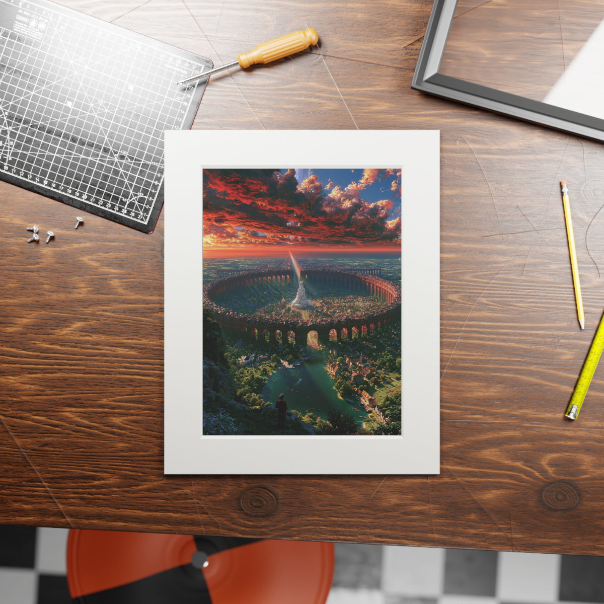 Sunset Colosseum Scene Fine Art Print