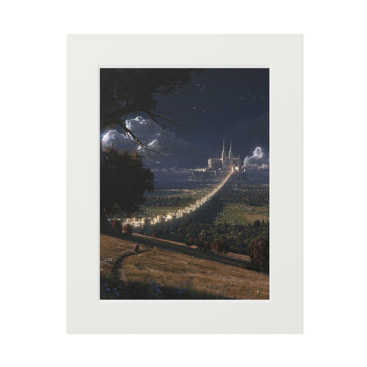 Fantasy Castle Nighttime Cityscape Fine Art Print