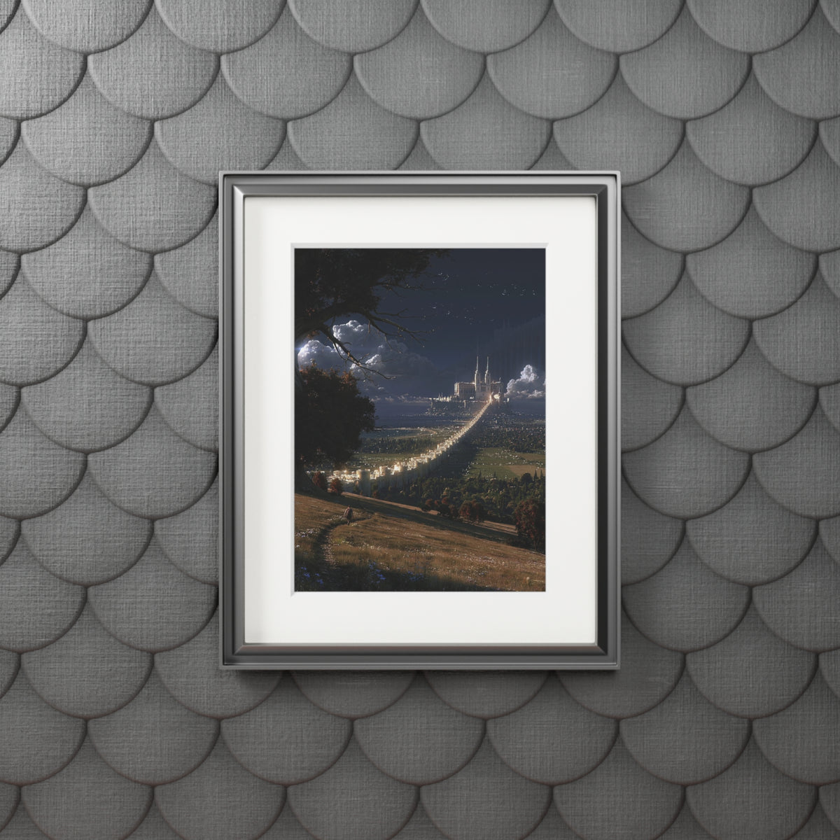 Fantasy Castle Nighttime Cityscape Fine Art Print